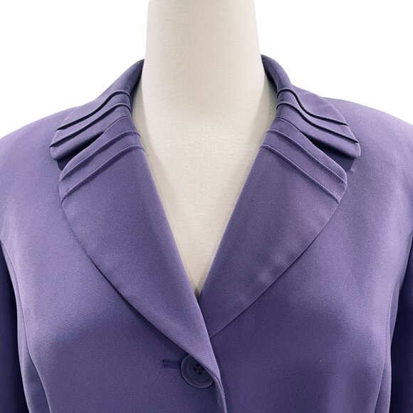 Purple NYP Skirt Suit Womens 8 Business Church Modest Pleated Blazer Lined Set - Picture 6 of 11